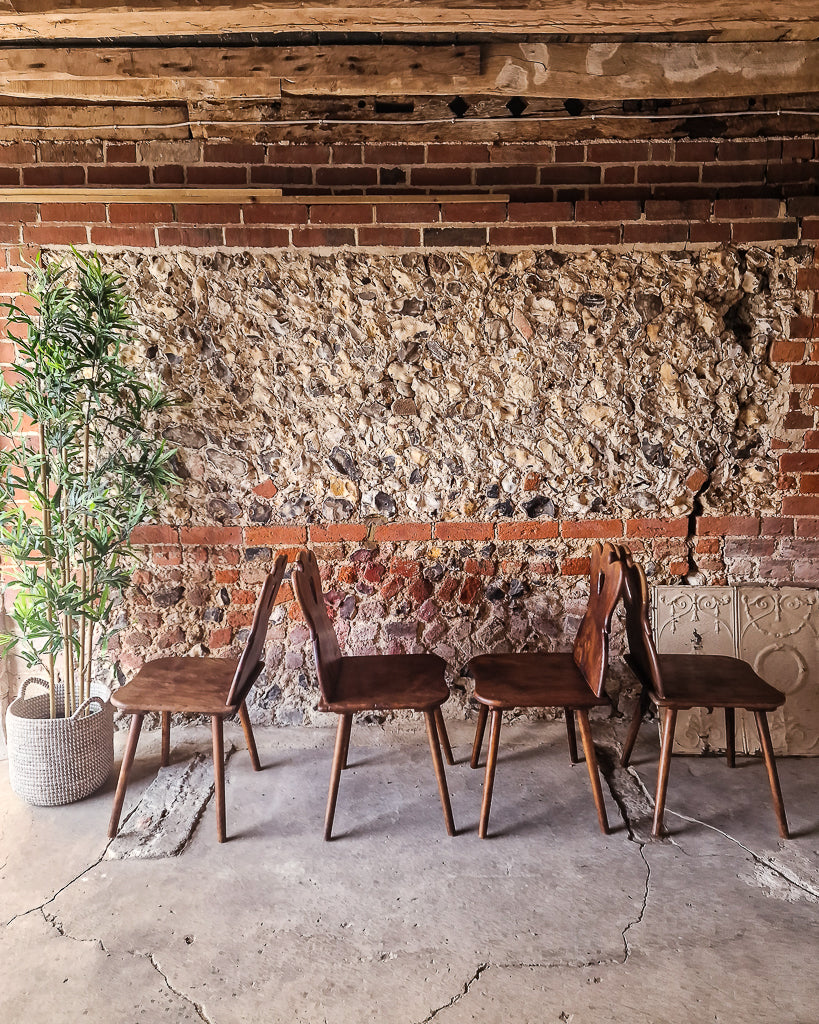 Brutalist Elm Dining Chairs (x4)