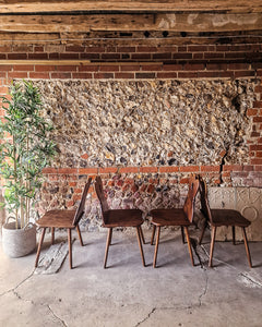 Brutalist Elm Dining Chairs (x4)