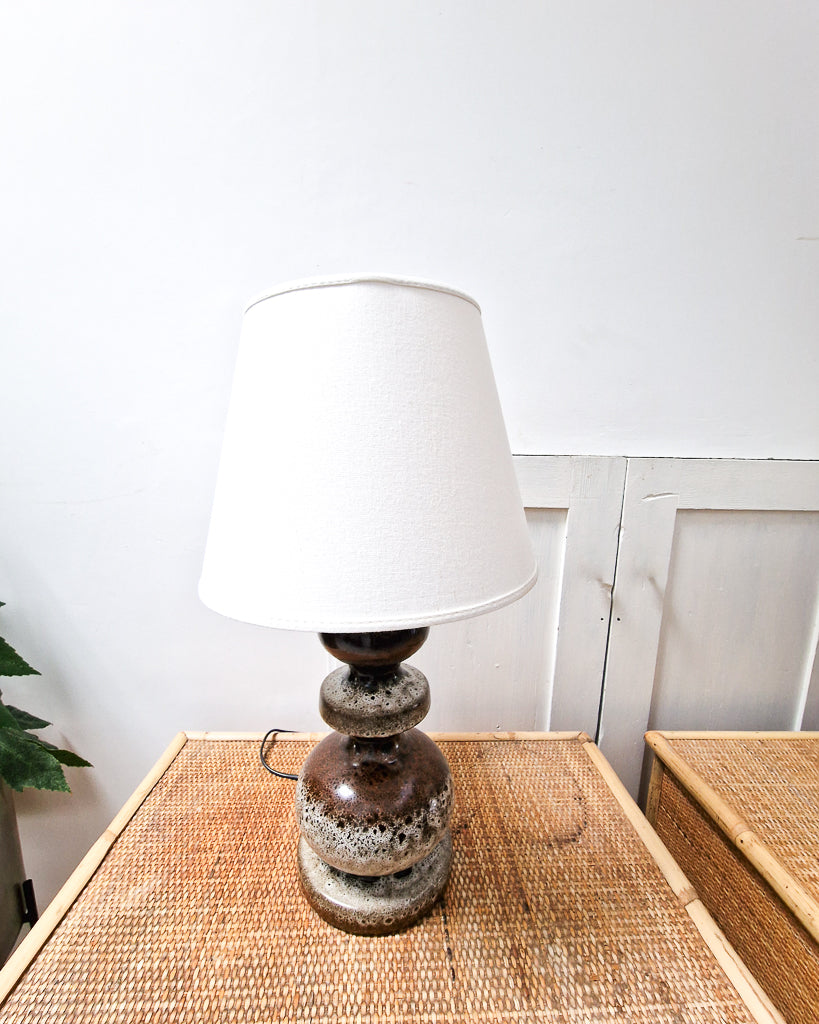 German Pottery Table Fat Lava Table Lamps (Pair)