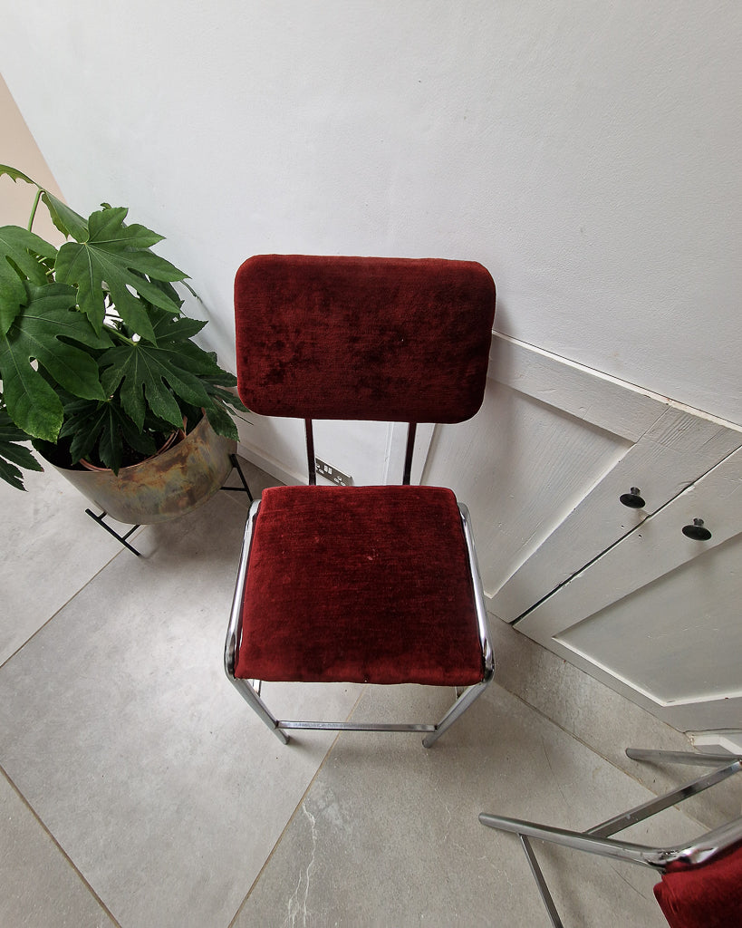 Post Modern Chrome Bar / Kitchen Stools (Pair)