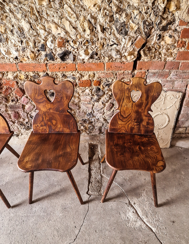 Brutalist Elm Dining Chairs (x4)