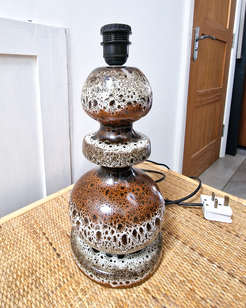 German Pottery Table Fat Lava Table Lamps (Pair)