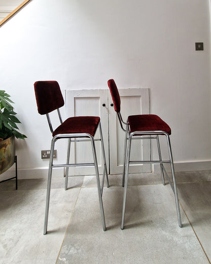 Post Modern Chrome Bar / Kitchen Stools (Pair)