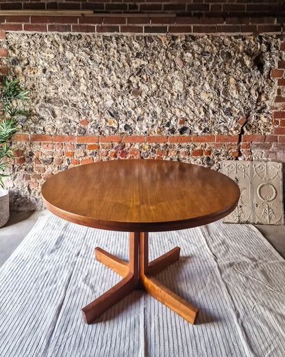 Mid Century Extendable Teak Dining Table & Chrome Folding Italian Chairs