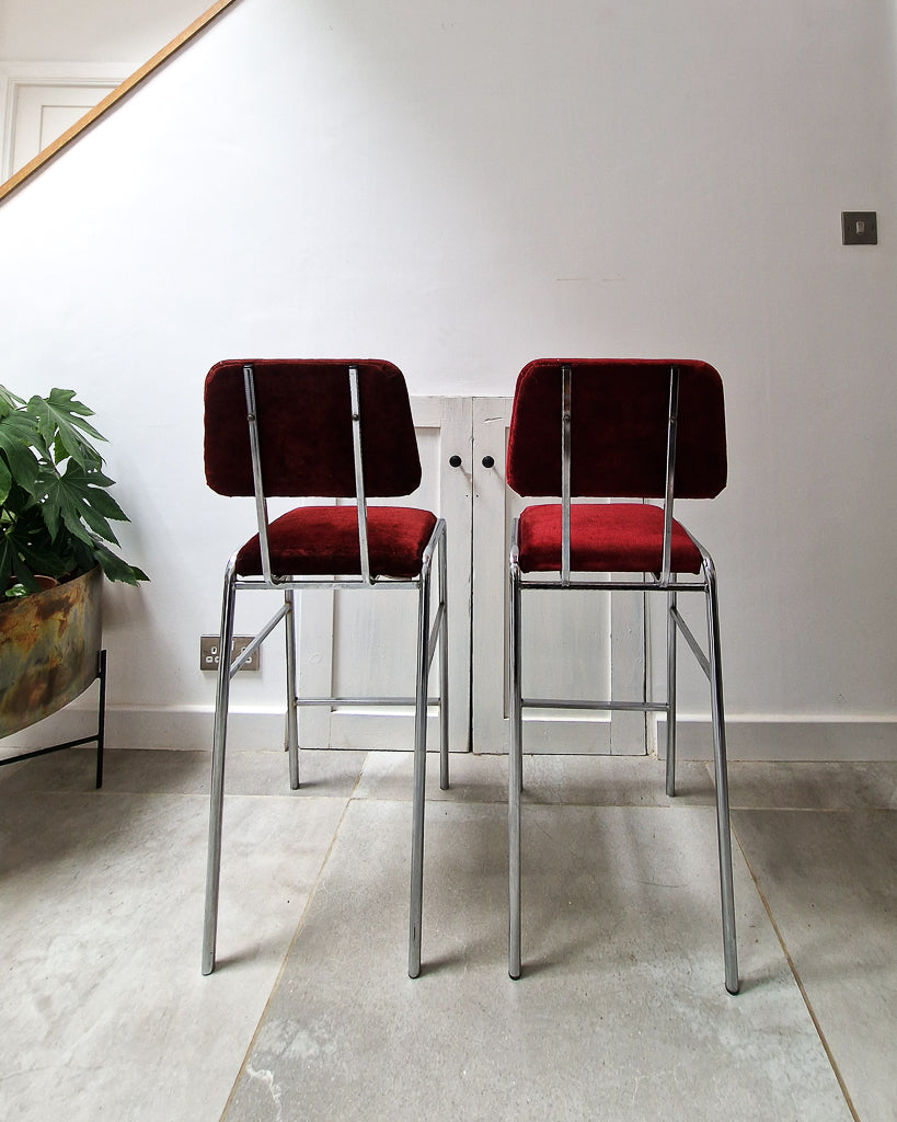 Post Modern Chrome Bar / Kitchen Stools (Pair)