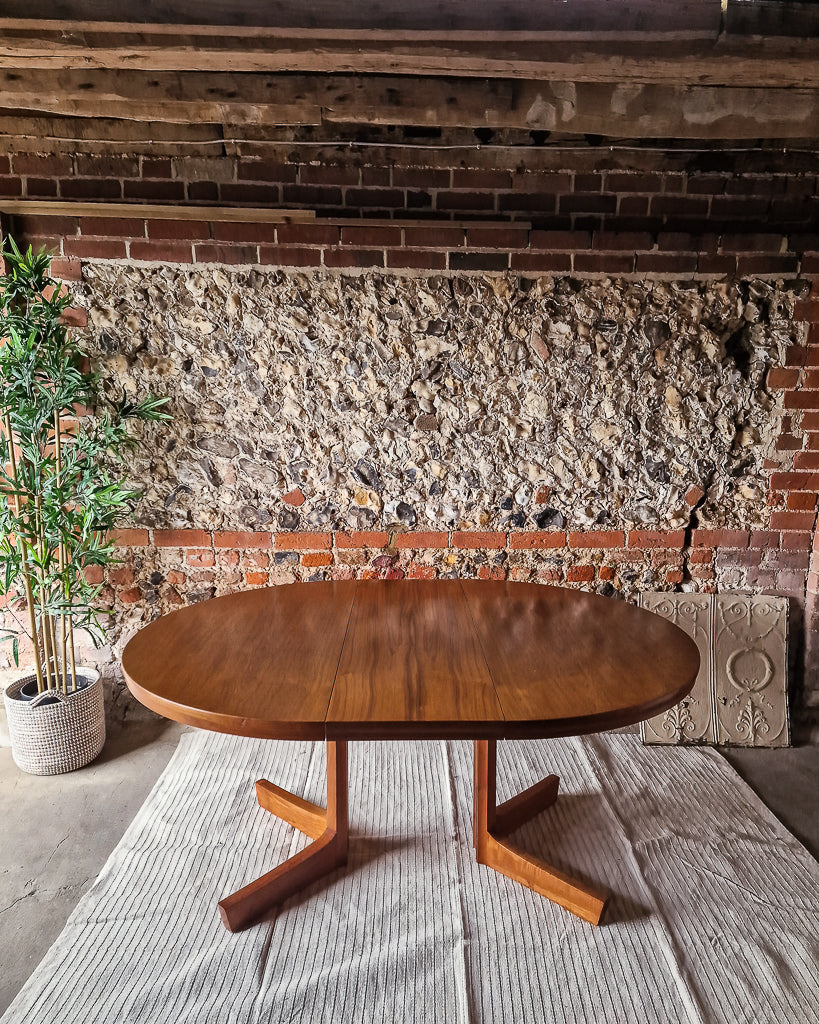 Mid Century Extendable Teak Dining Table & Chrome Folding Italian Chairs