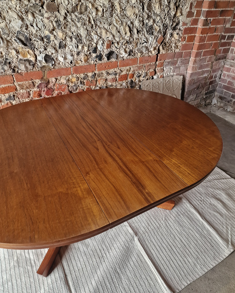 Mid Century Extendable Teak Dining Table & Chrome Folding Italian Chairs