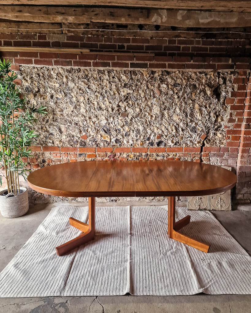 Mid Century Extendable Teak Dining Table & Chrome Folding Italian Chairs
