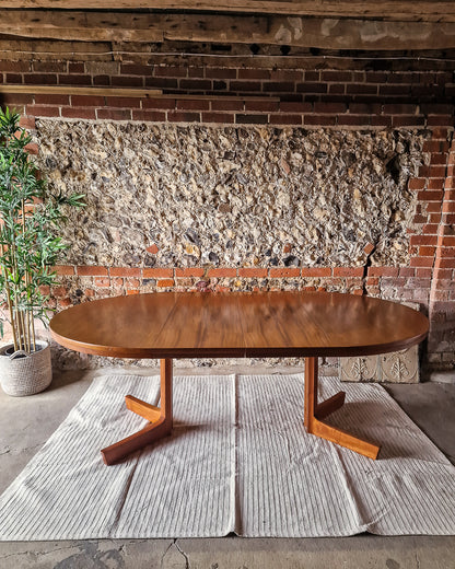 Mid Century Extendable Teak Dining Table & Chrome Folding Italian Chairs