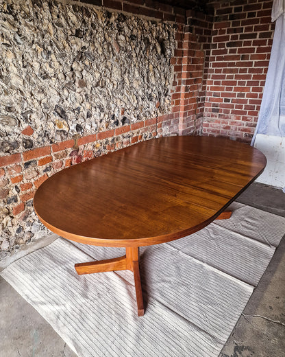 Mid Century Extendable Teak Dining Table & Chrome Folding Italian Chairs