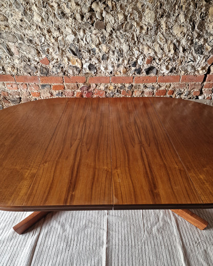 Mid Century Extendable Teak Dining Table & Chrome Folding Italian Chairs