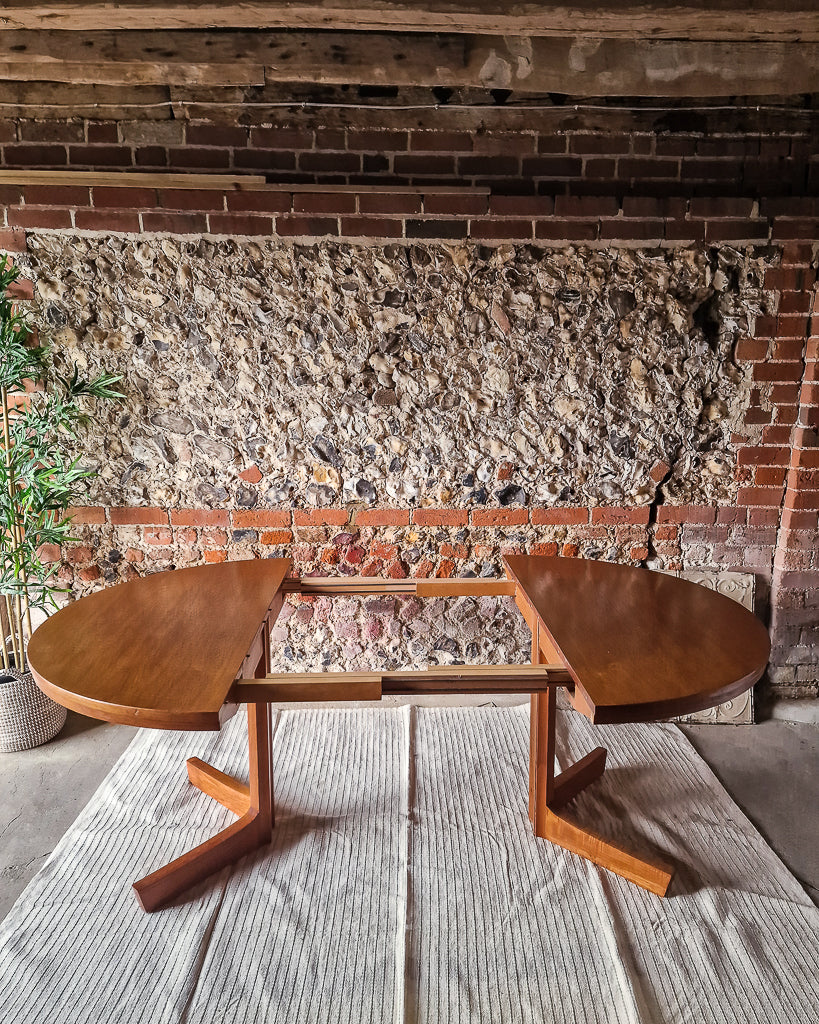 Mid Century Extendable Teak Dining Table & Chrome Folding Italian Chairs