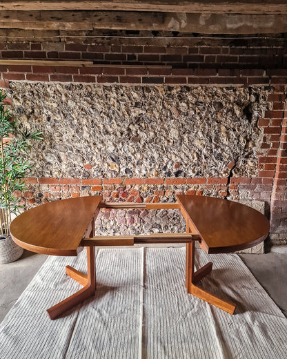 Mid Century Extendable Teak Dining Table & Chrome Folding Italian Chairs