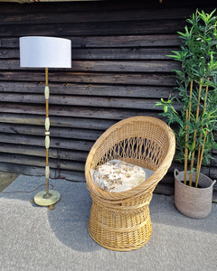 Mid Century Standard Floor Lamp inc. Shade Brass and Green Onyx