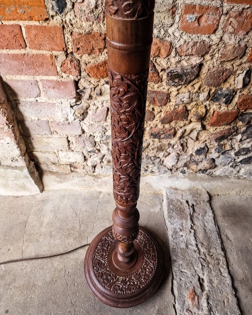 Mid Century Carved Teak Standard Floor