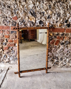Antique French Large Bamboo Mirror