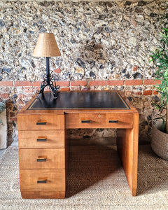 Art Deco Walnut Pedestal Desk