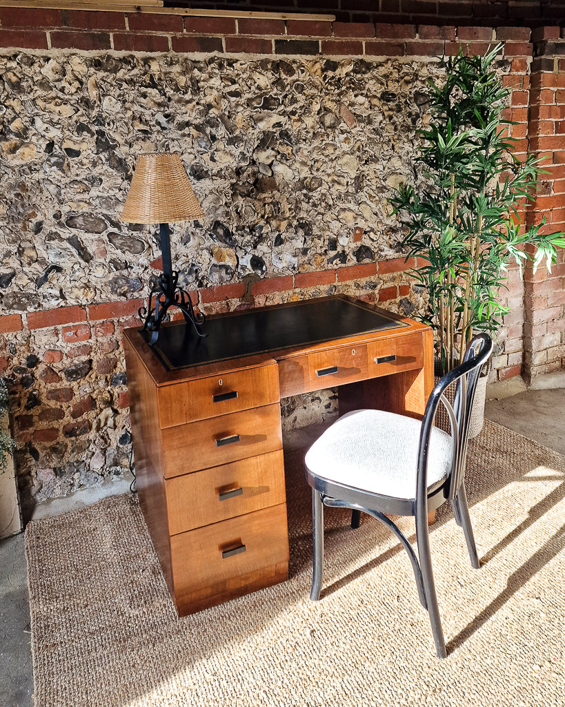 Art Deco Walnut Pedestal Desk