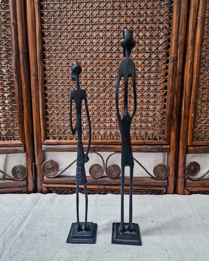 African Brutalist Figure Statue (Pair)