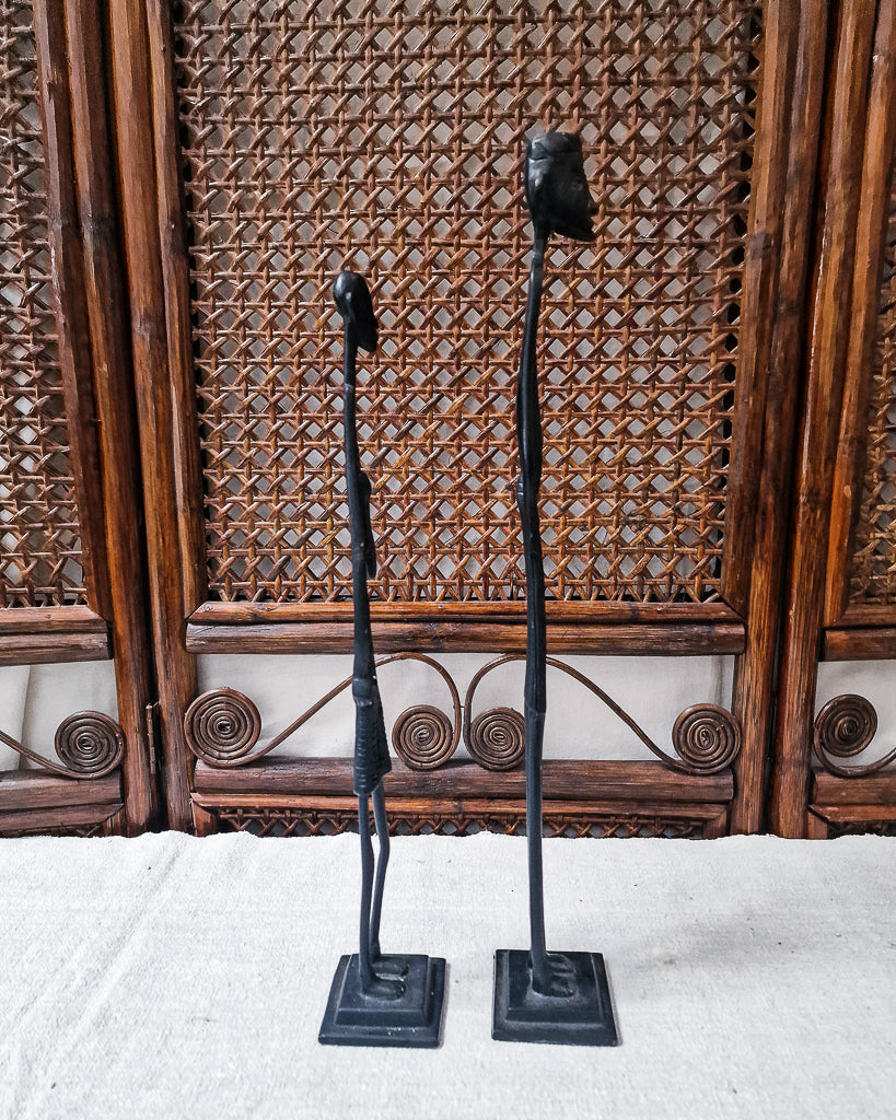 African Brutalist Figure Statue (Pair)