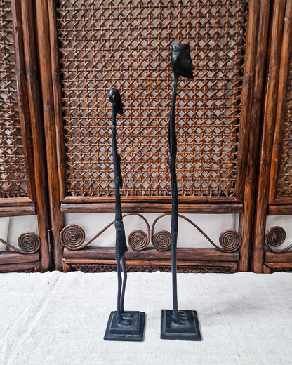 African Brutalist Figure Statue (Pair)