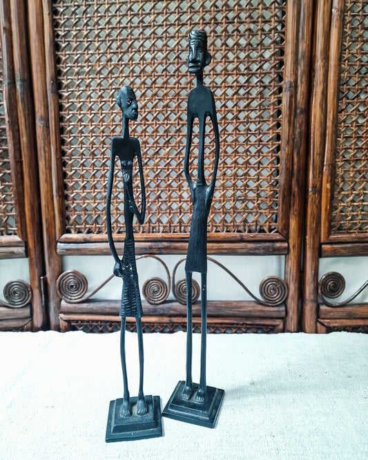 African Brutalist Figure Statue (Pair)