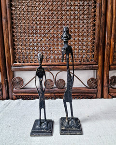 African Brutalist Figure Statue (Pair)