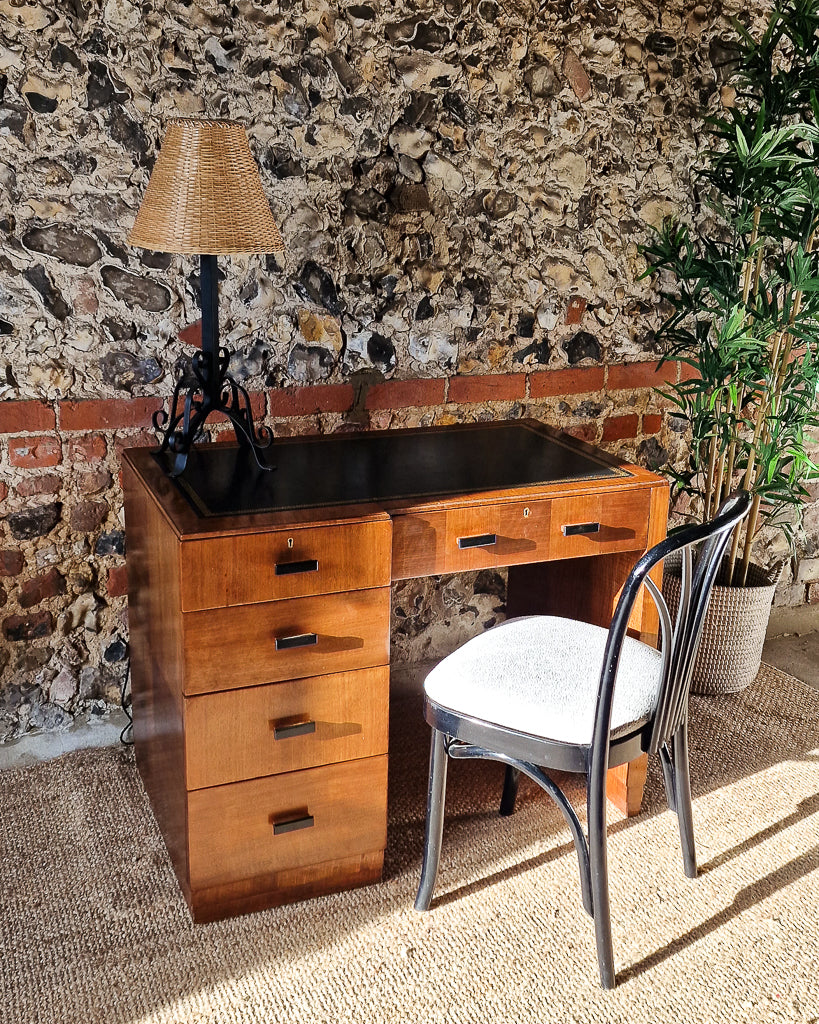 Art Deco Walnut Pedestal Desk
