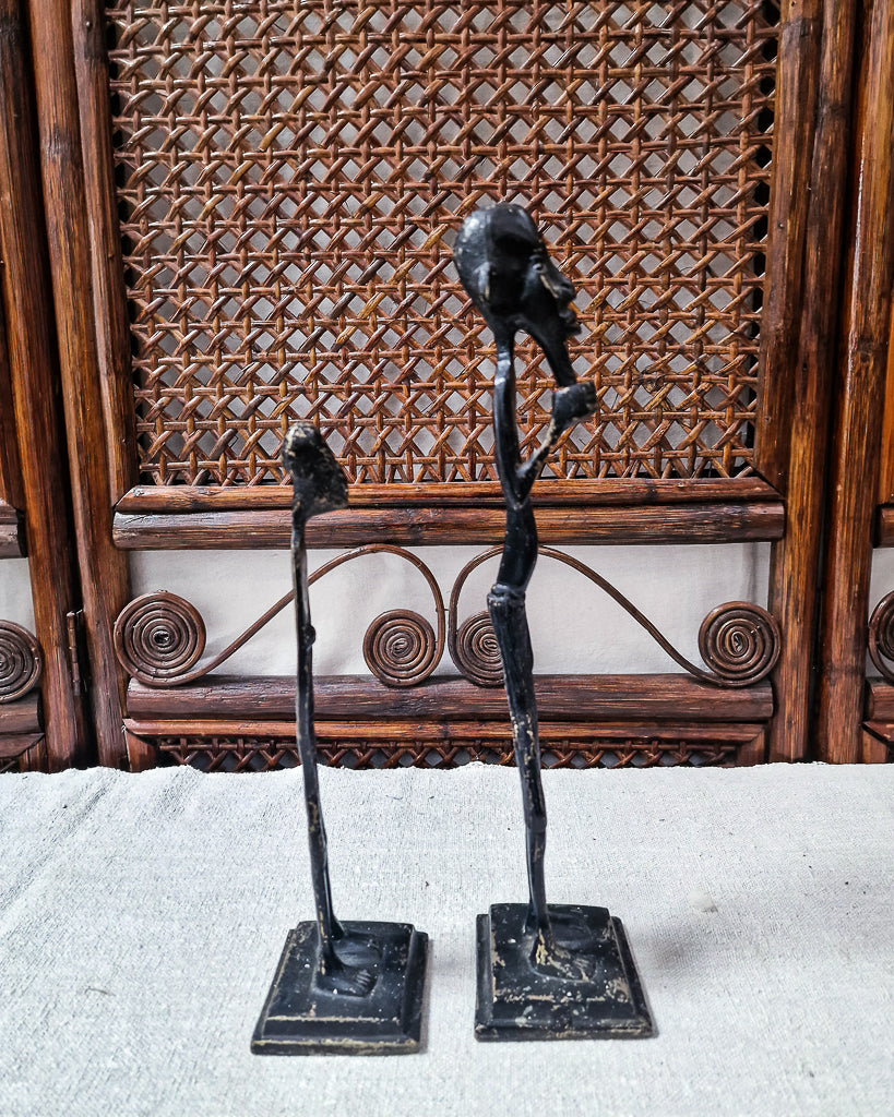 African Brutalist Figure Statue (Pair)