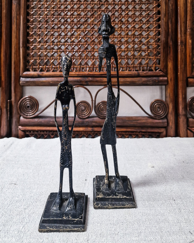 African Brutalist Figure Statue (Pair)