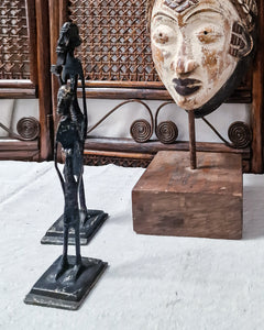 African Brutalist Figure Statue (Pair)