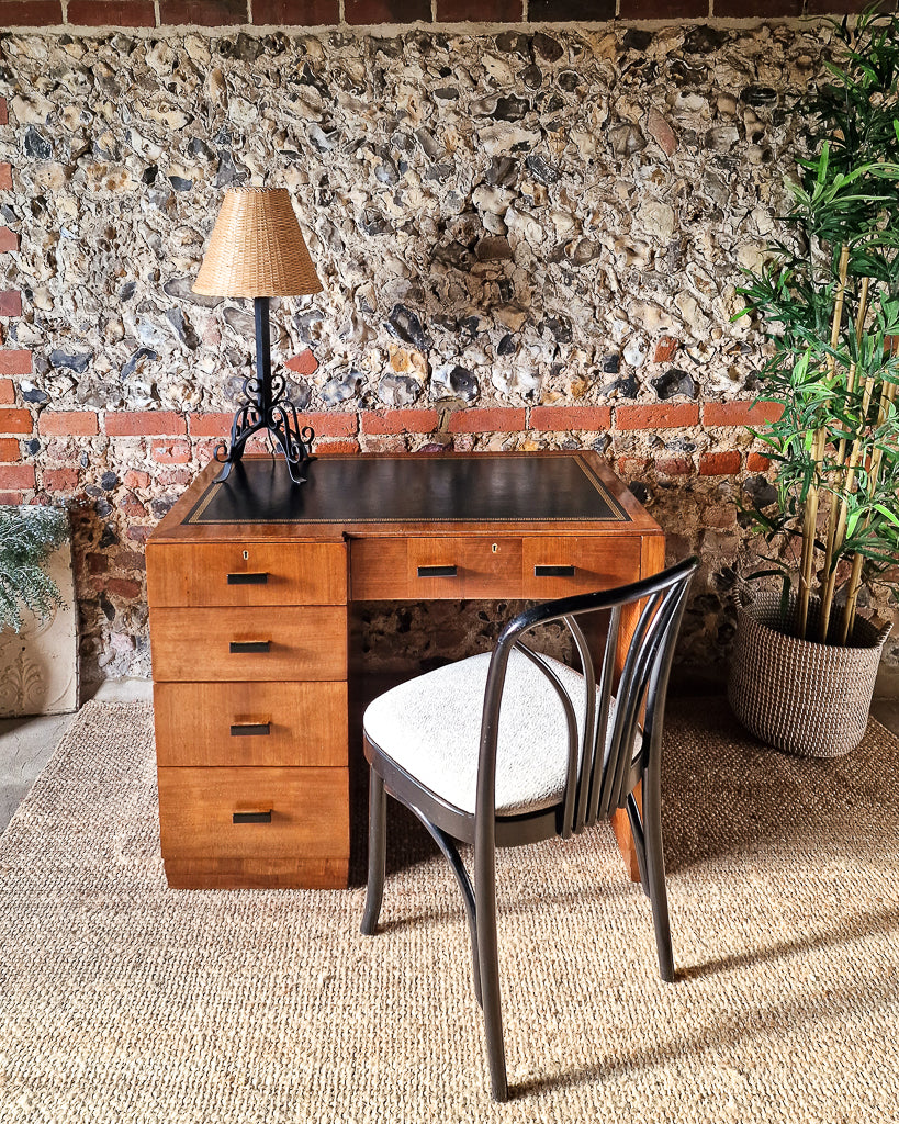 Art Deco Walnut Pedestal Desk