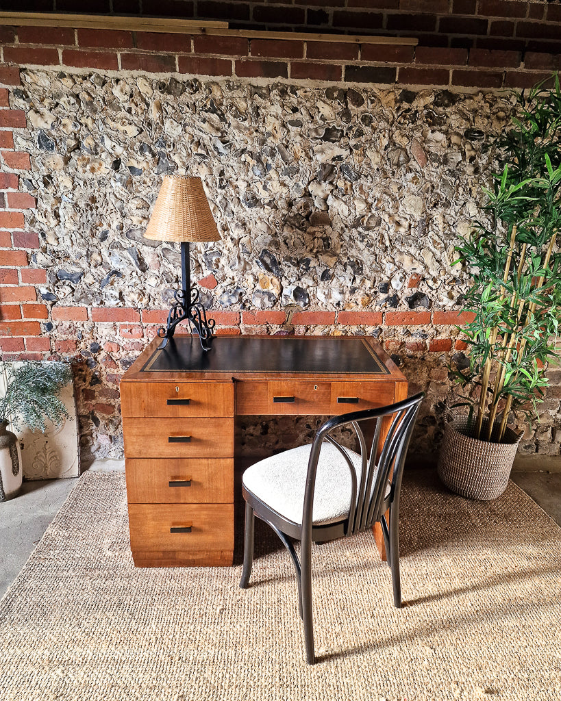 Art Deco Walnut Pedestal Desk