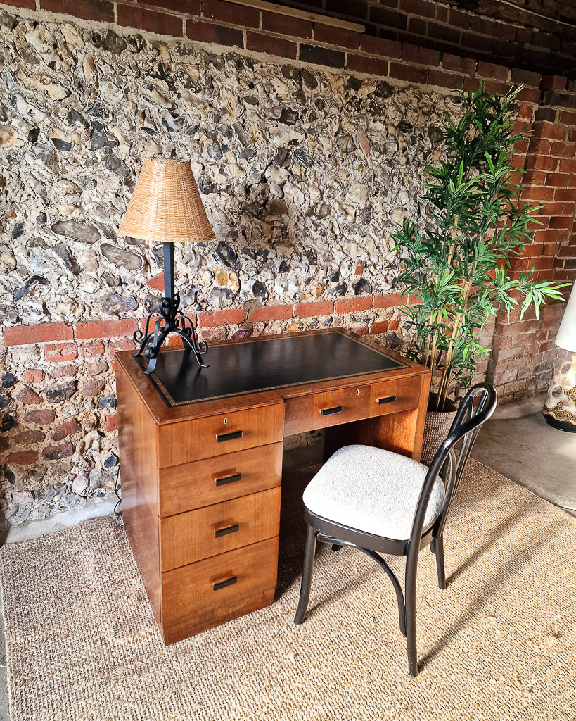 Art Deco Walnut Pedestal Desk
