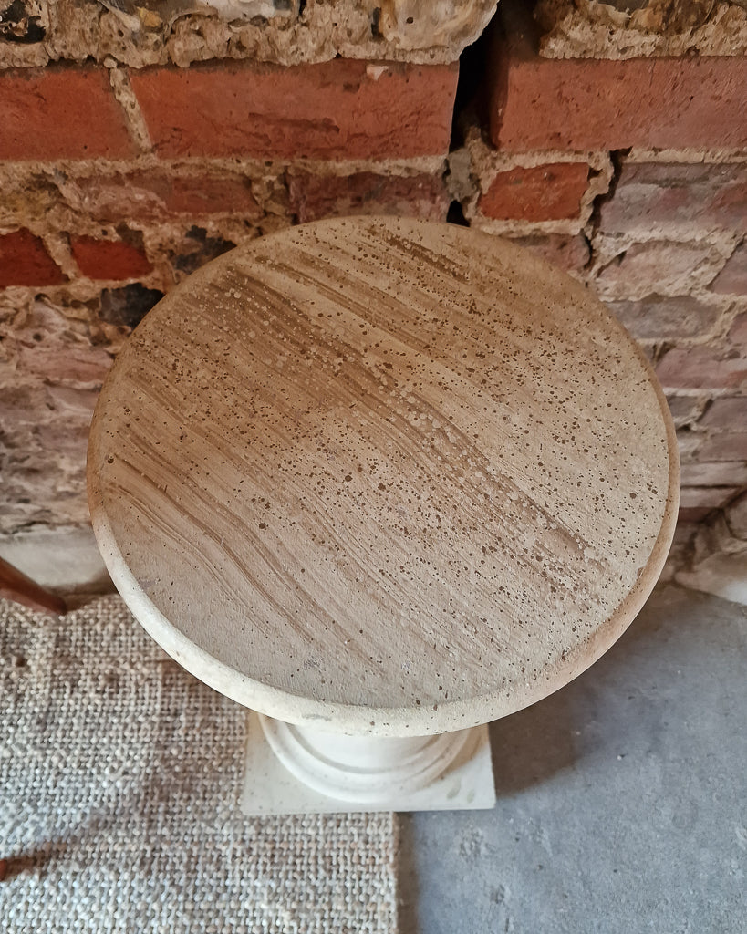 Vintage Faux Travertine Pillar / Pedestal (Pair)