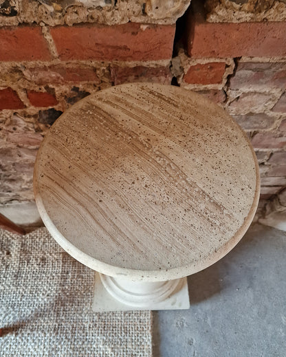 Vintage Faux Travertine Pillar / Pedestal (Pair)