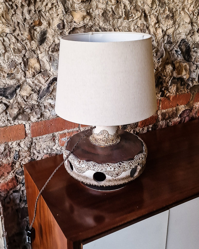 Large German Fat Lava Pottery Table Lamp 