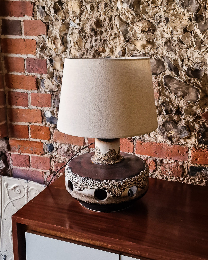 Large German Fat Lava Pottery Table Lamp 