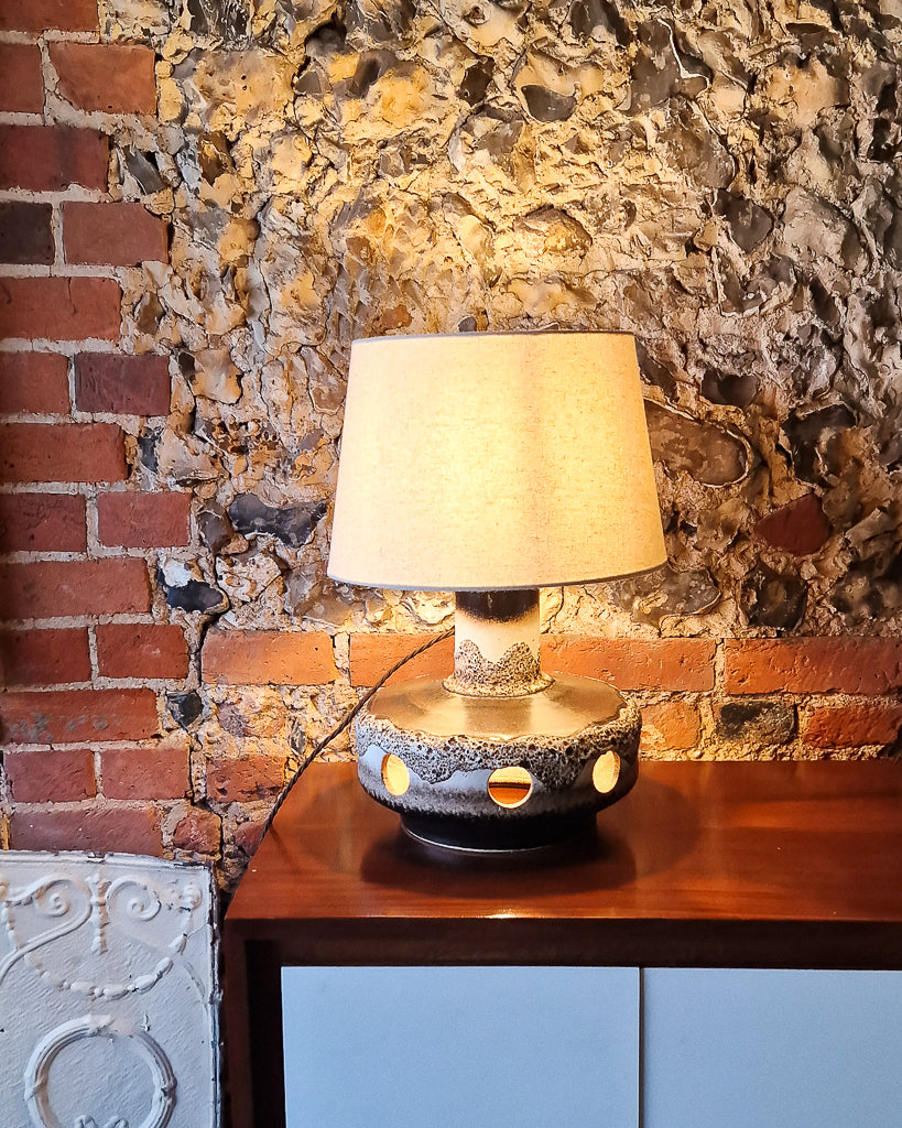 Large German Fat Lava Pottery Table Lamp 