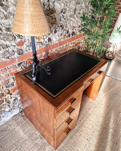 Art Deco Walnut Pedestal Desk