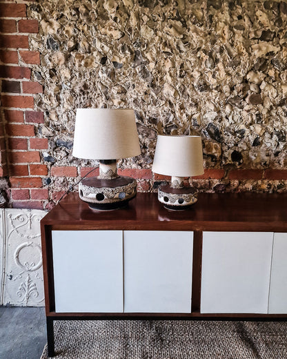 Small German Fat Lava Pottery Brutalist Table Lamp (inc. Lampshade)