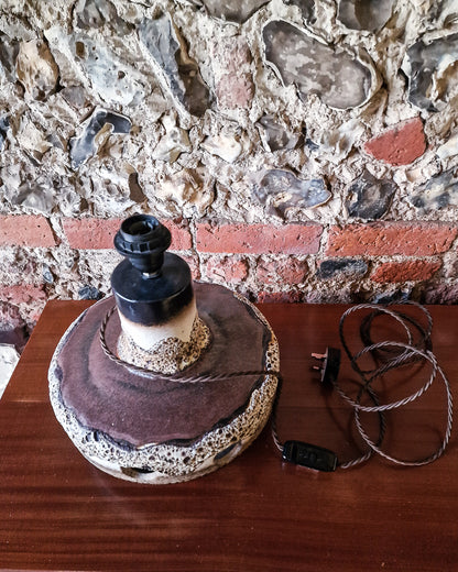 Small German Fat Lava Pottery Brutalist Table Lamp (inc. Lampshade)