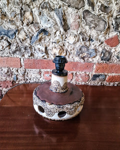 Small German Fat Lava Pottery Brutalist Table Lamp (inc. Lampshade)