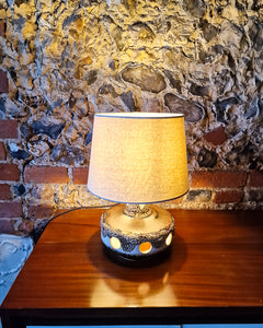 Small German Fat Lava Pottery Brutalist Table Lamp (inc. Lampshade)