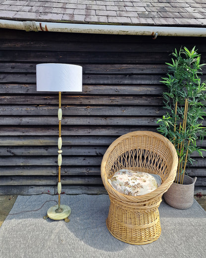 Mid Century Standard Floor Lamp inc. Shade Brass and Green Onyx