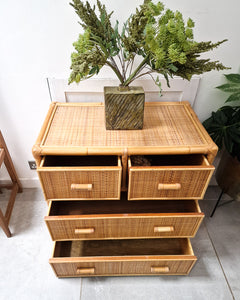 Vintage Bamboo & Rattan Chest of Drawers