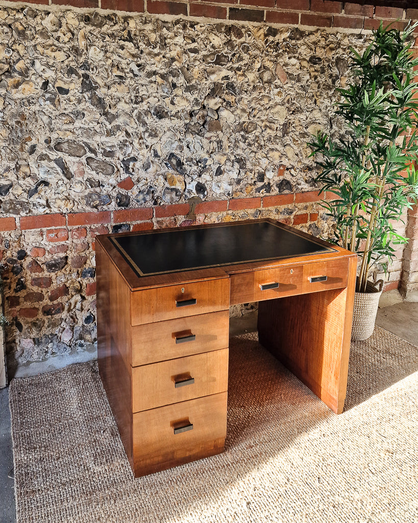 Art Deco Walnut Pedestal Desk