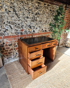 Art Deco Walnut Pedestal Desk