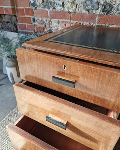 Art Deco Walnut Pedestal Desk