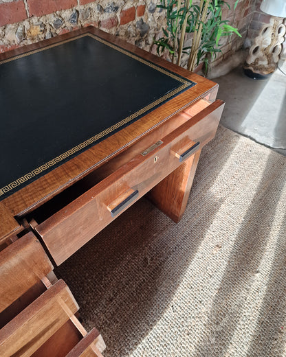 Art Deco Walnut Pedestal Desk
